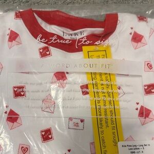 NWT, kids Lake pajamas long set Love Red and White Envelopes, sold out